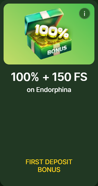 bonus-1 First deposit 100 percent and 150 Endorphina spins