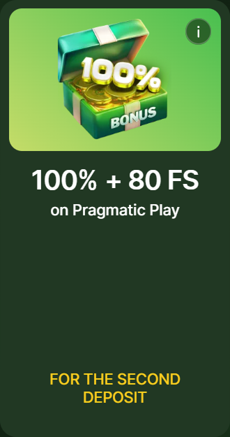 bonus-2 Second deposit 100 percent and 80 spins