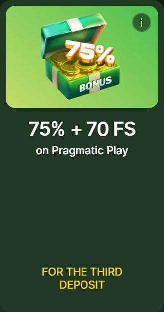 bonus-3 Third deposit 75 percent and 70 spins